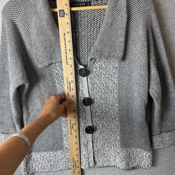 Nic Zoe Chunky Knit Cardigan Sweater Womens Lg Big Buttons Boho Lagenlook Gray - Picture 7 of 11